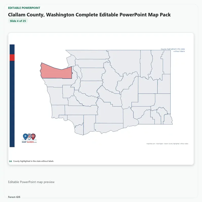 Clallam County, Washington Editable Map Pack - Image 4