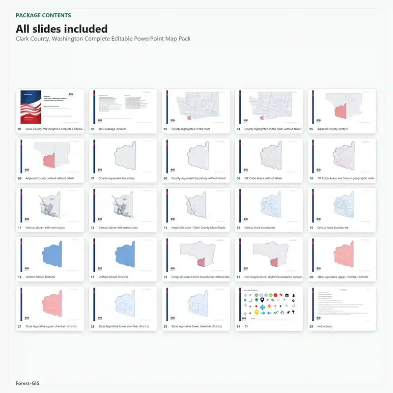Clark County, Washington Editable Map Pack - Image 2