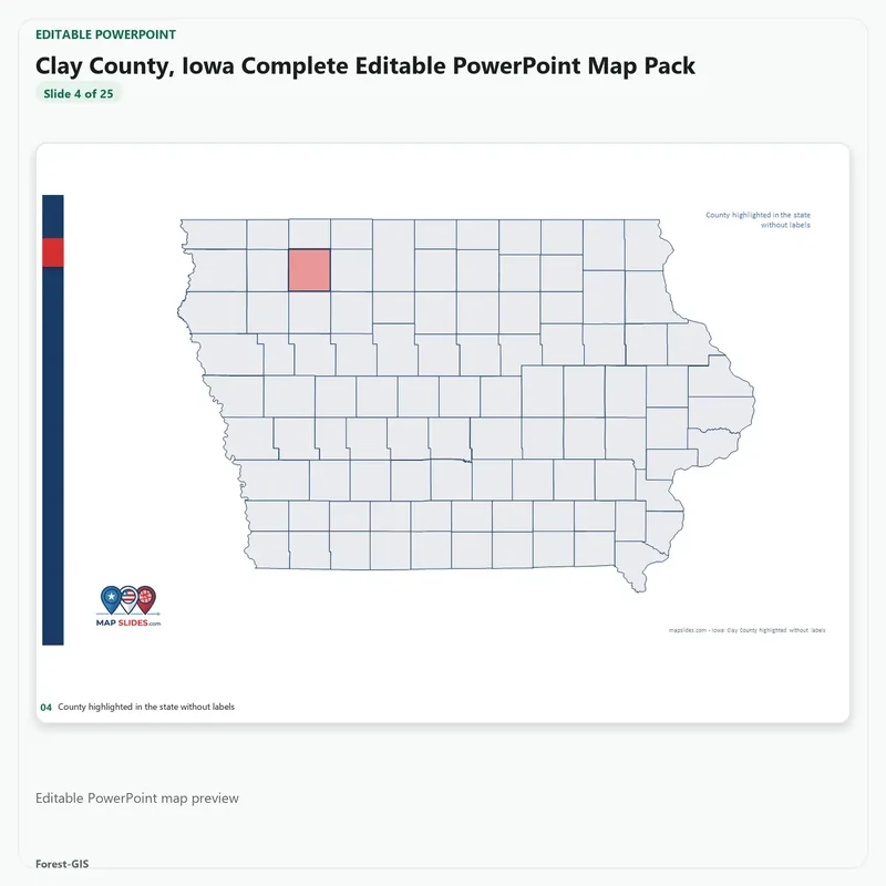 Clay County, Iowa Editable Map Pack - Image 4