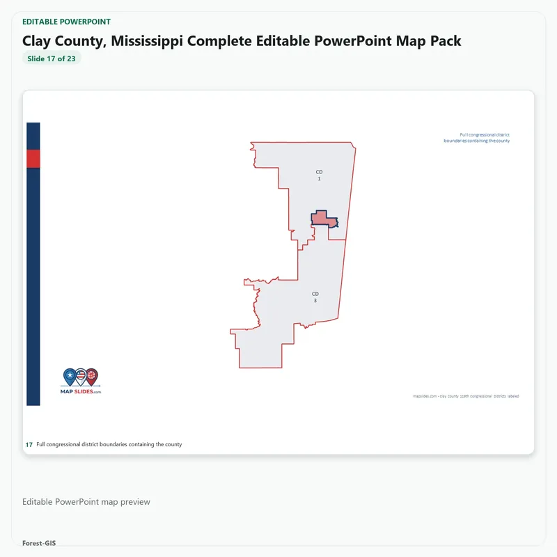 Clay County, Mississippi Editable Map Pack - Image 5
