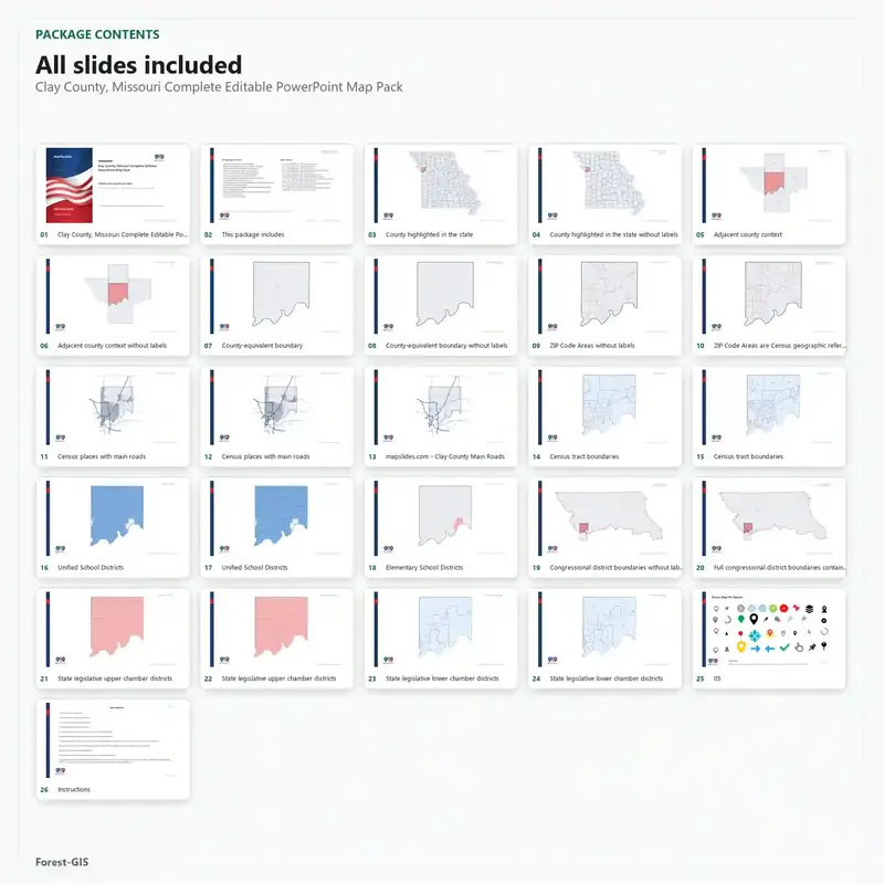 Clay County, Missouri Editable Map Pack - Image 2