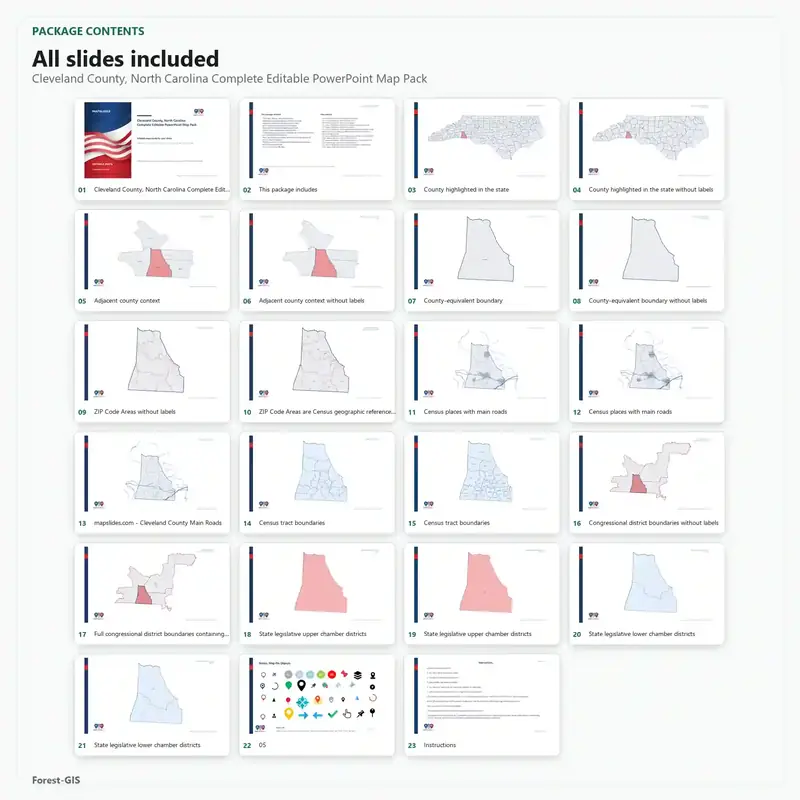 Cleveland County, North Carolina Editable Map Pack - Image 2