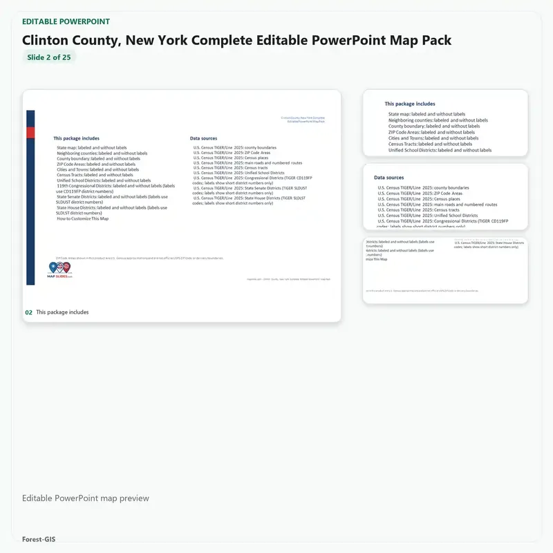 Clinton County, New York Editable Map Pack - Image 3