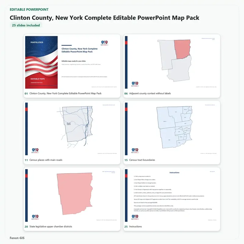Clinton County, New York Editable Map Pack