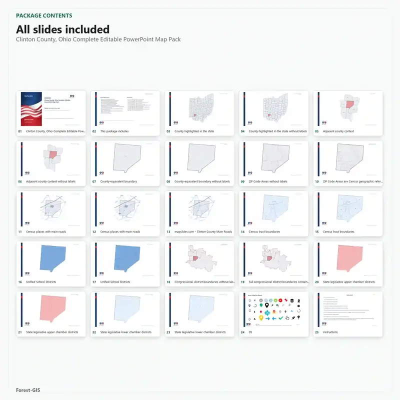 Clinton County, Ohio Editable Map Pack - Image 2