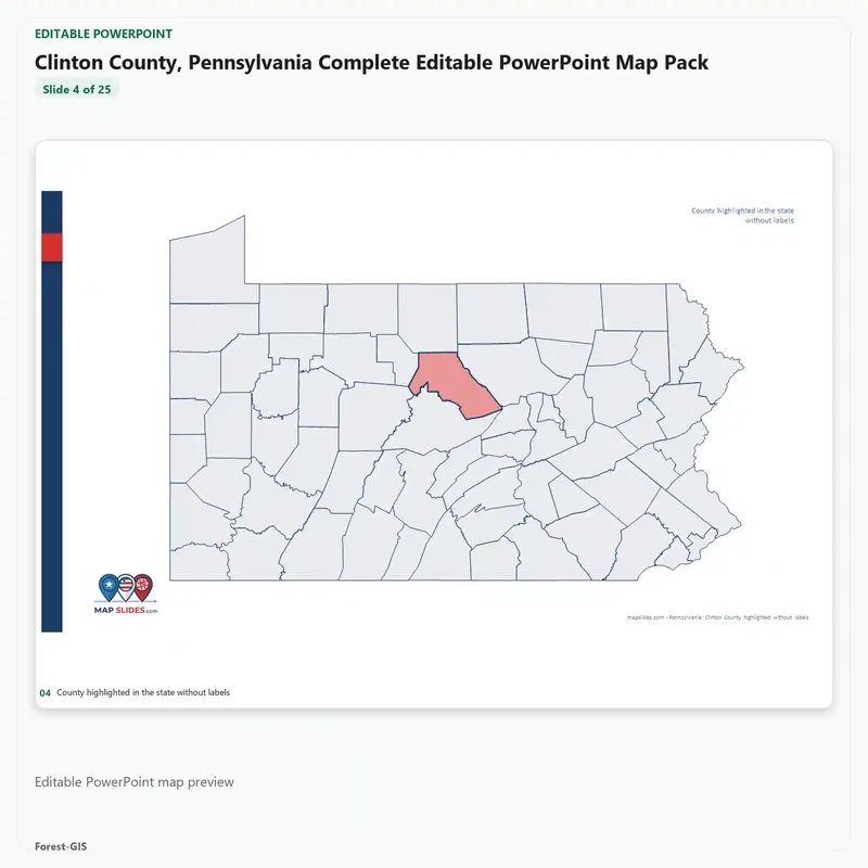 Clinton County, Pennsylvania Editable Map Pack - Image 4