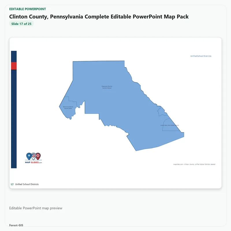 Clinton County, Pennsylvania Editable Map Pack - Image 5