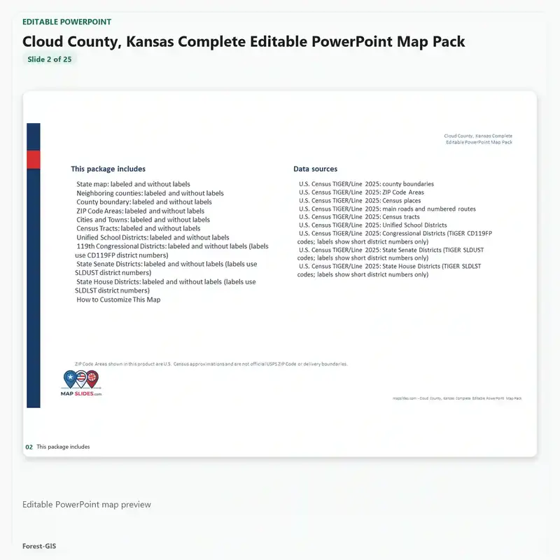 Cloud County, Kansas Editable Map Pack - Image 3
