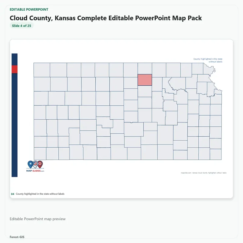 Cloud County, Kansas Editable Map Pack - Image 4