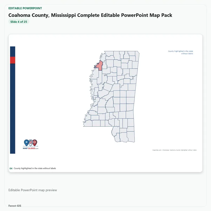Coahoma County, Mississippi Editable Map Pack - Image 4