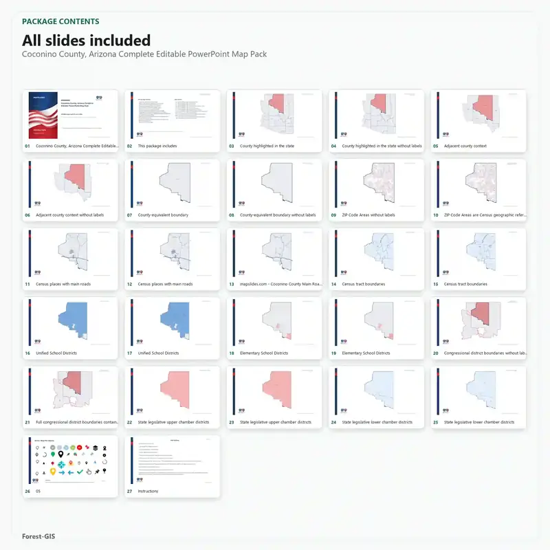 Coconino County, Arizona Editable Map Pack - Image 2