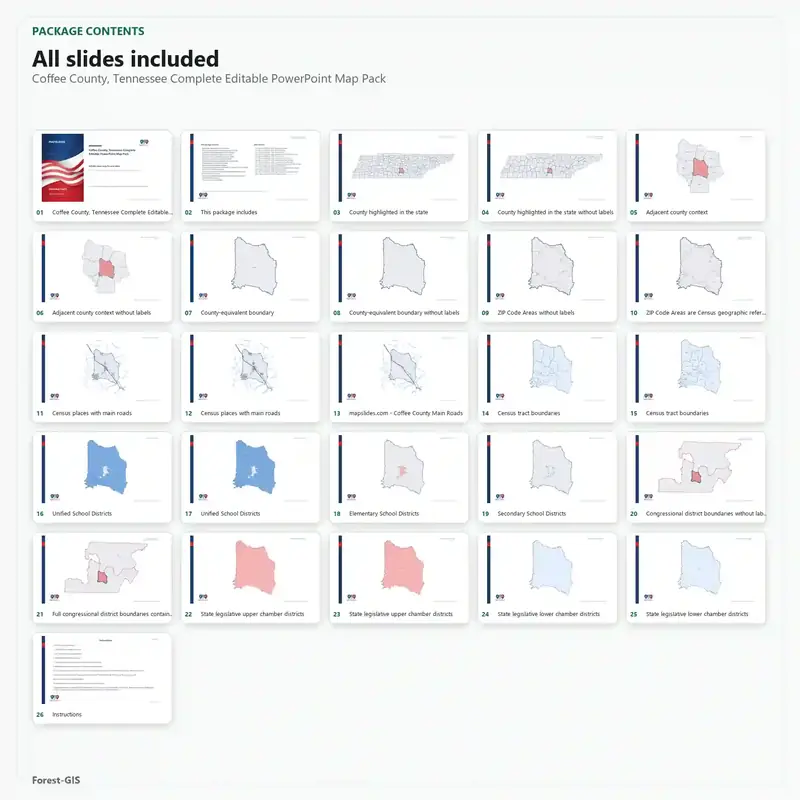 Coffee County, Tennessee Editable Map Pack - Image 2