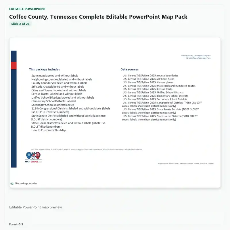 Coffee County, Tennessee Editable Map Pack - Image 3