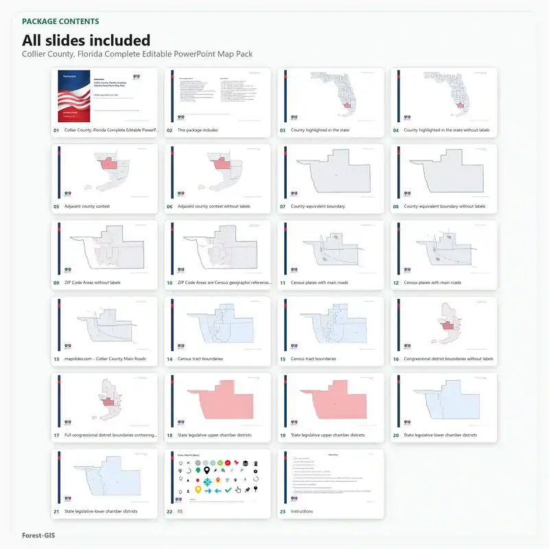 Collier County, Florida Editable Map Pack - Image 2