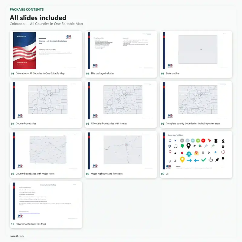 Colorado — All Counties in One Editable Map - Image 2