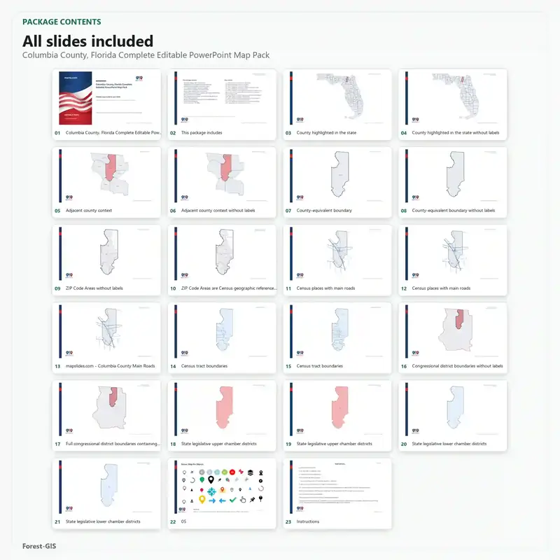 Columbia County, Florida Editable Map Pack - Image 2