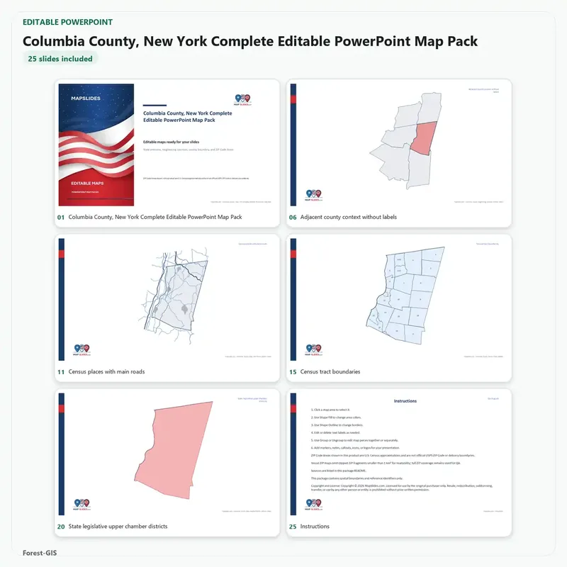 Columbia County, New York Editable Map Pack
