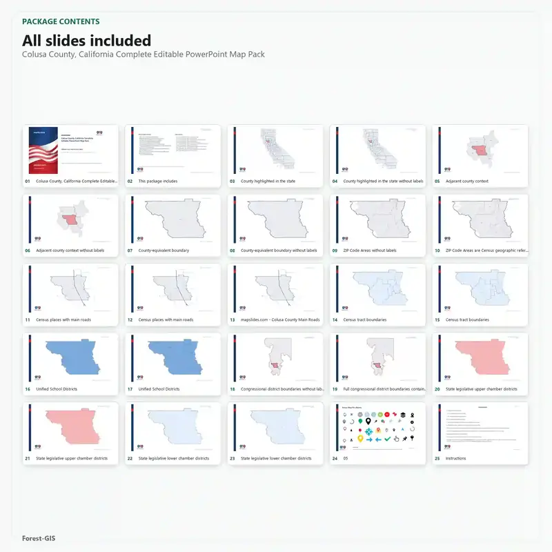 Colusa County, California Editable Map Pack - Image 2