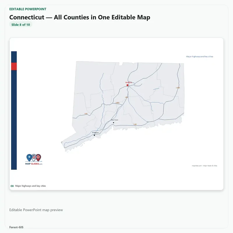 Connecticut — All Counties in One Editable Map - Image 3