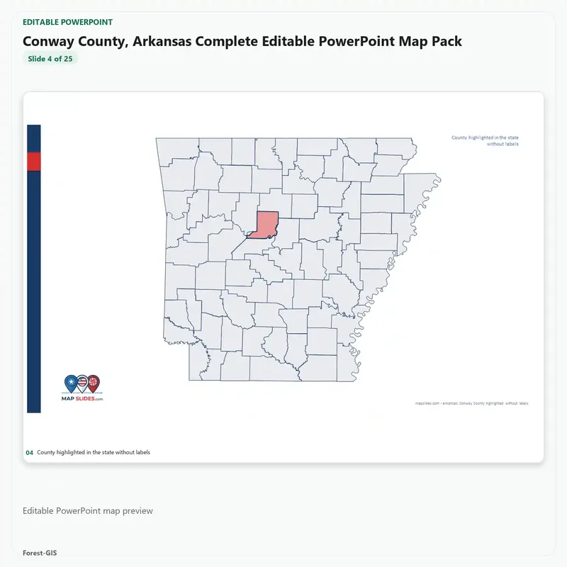 Conway County, Arkansas Editable Map Pack - Image 4