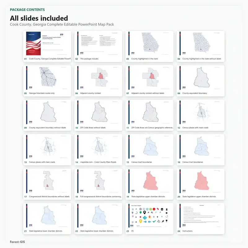 Cook County, Georgia Editable Map Pack - Image 2