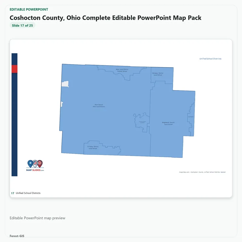 Coshocton County, Ohio Editable Map Pack - Image 5