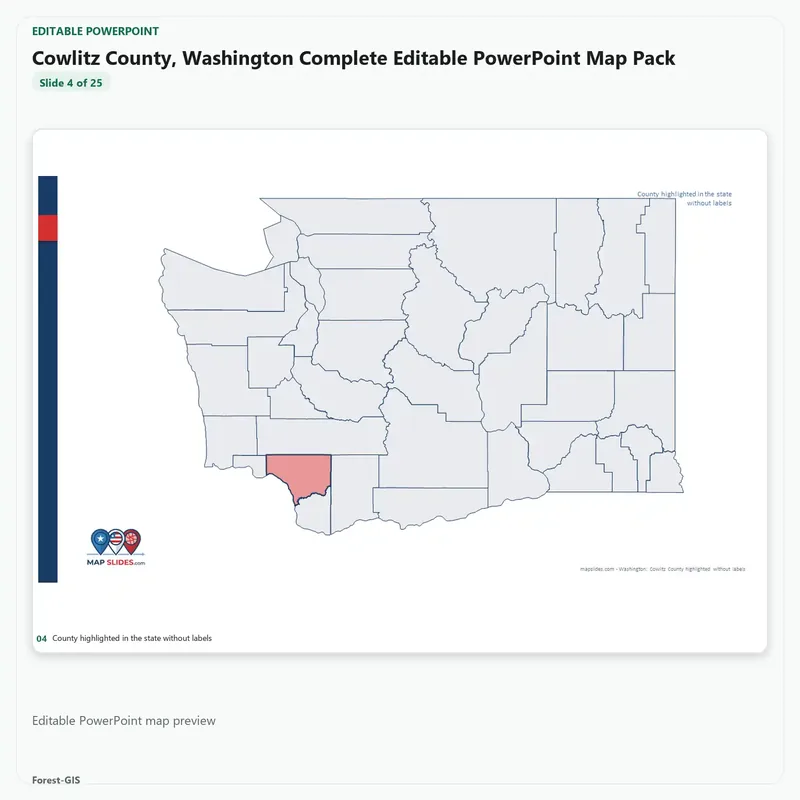 Cowlitz County, Washington Editable Map Pack - Image 4