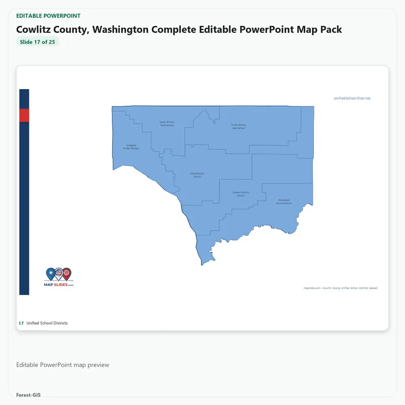 Cowlitz County, Washington Editable Map Pack - Image 5