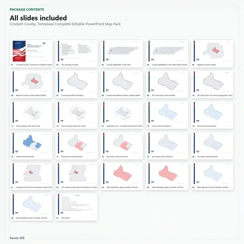 Crockett County, Tennessee Editable Map Pack - Image 2