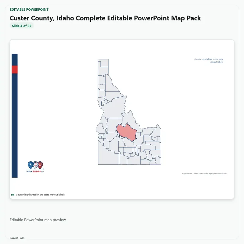 Custer County, Idaho Editable Map Pack - Image 4