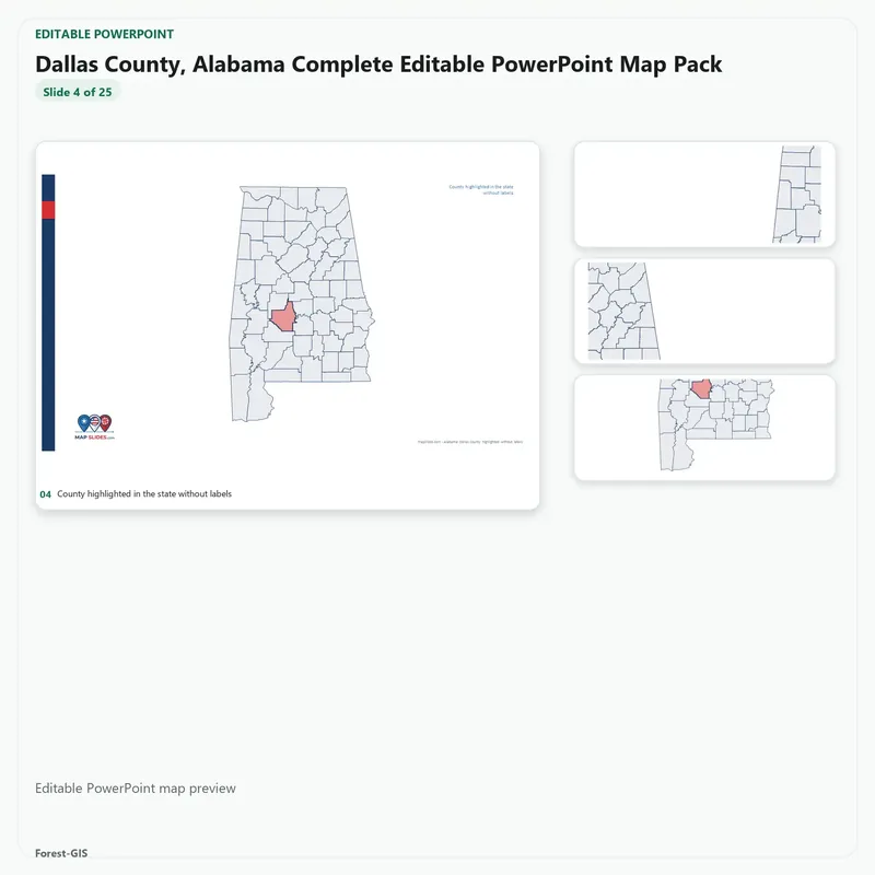 Dallas County, Alabama Editable Map Pack - Image 4