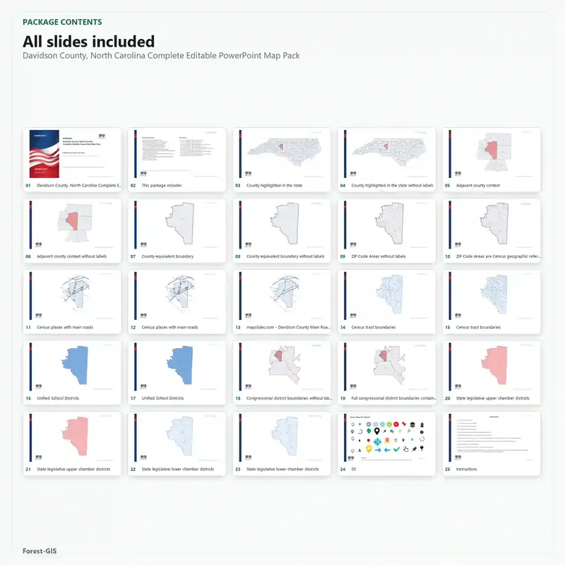 Davidson County, North Carolina Editable Map Pack - Image 2