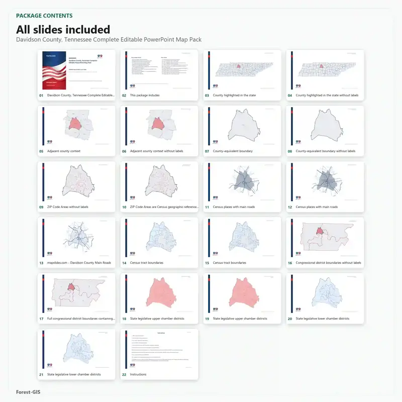 Davidson County, Tennessee Editable Map Pack - Image 2