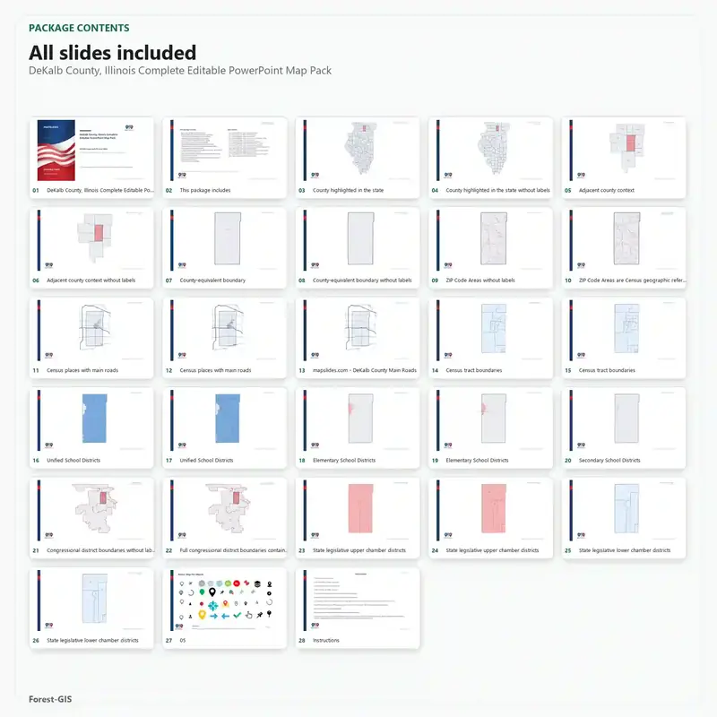 DeKalb County, Illinois Editable Map Pack - Image 2