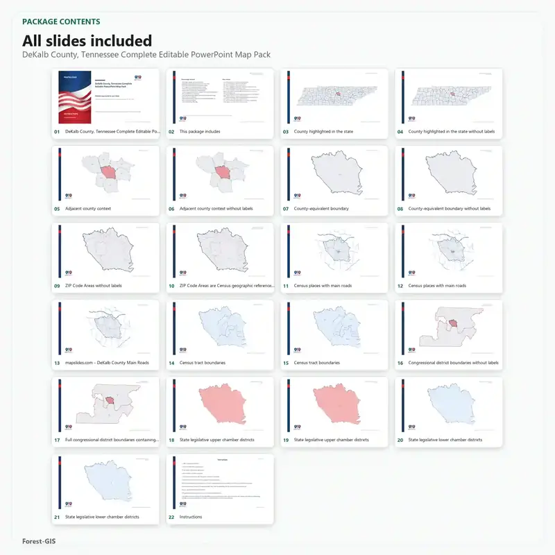 DeKalb County, Tennessee Editable Map Pack - Image 2