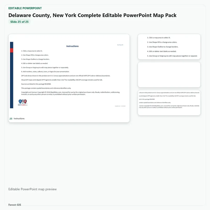 Delaware County, New York Editable Map Pack - Image 5