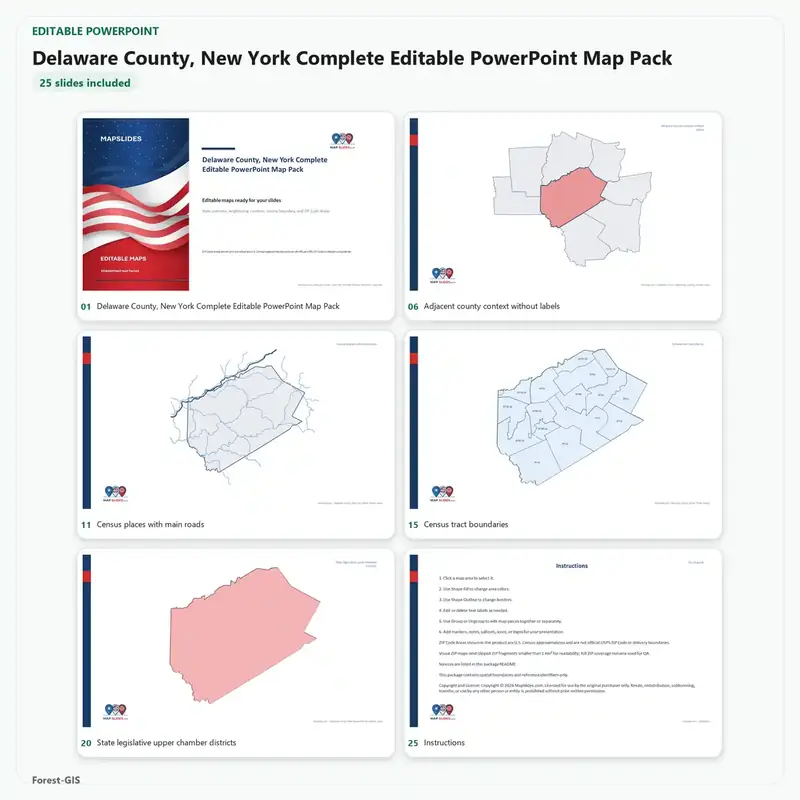 Delaware County, New York Editable Map Pack