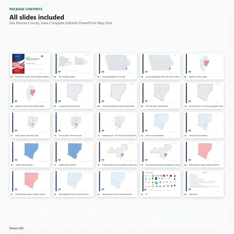 Des Moines County, Iowa Editable Map Pack - Image 2