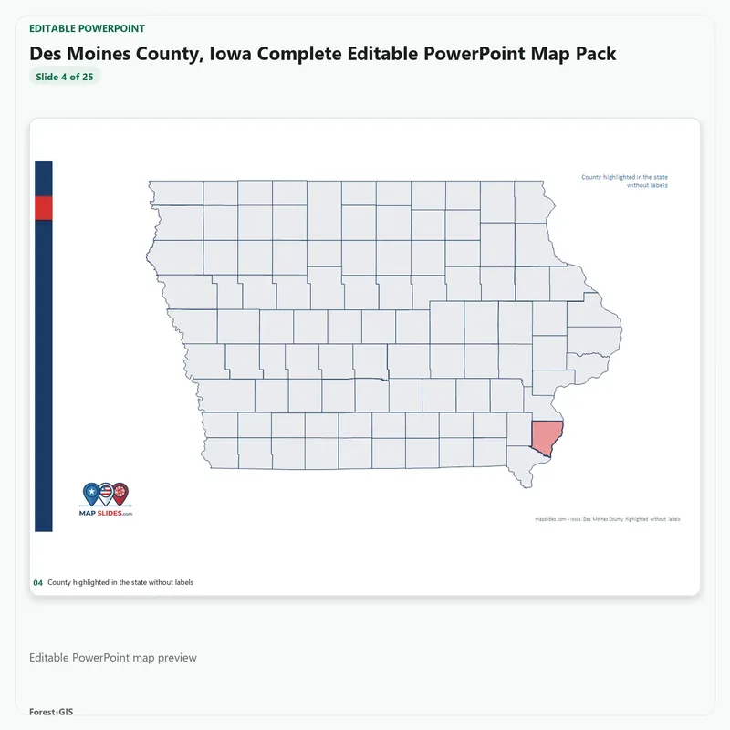 Des Moines County, Iowa Editable Map Pack - Image 4