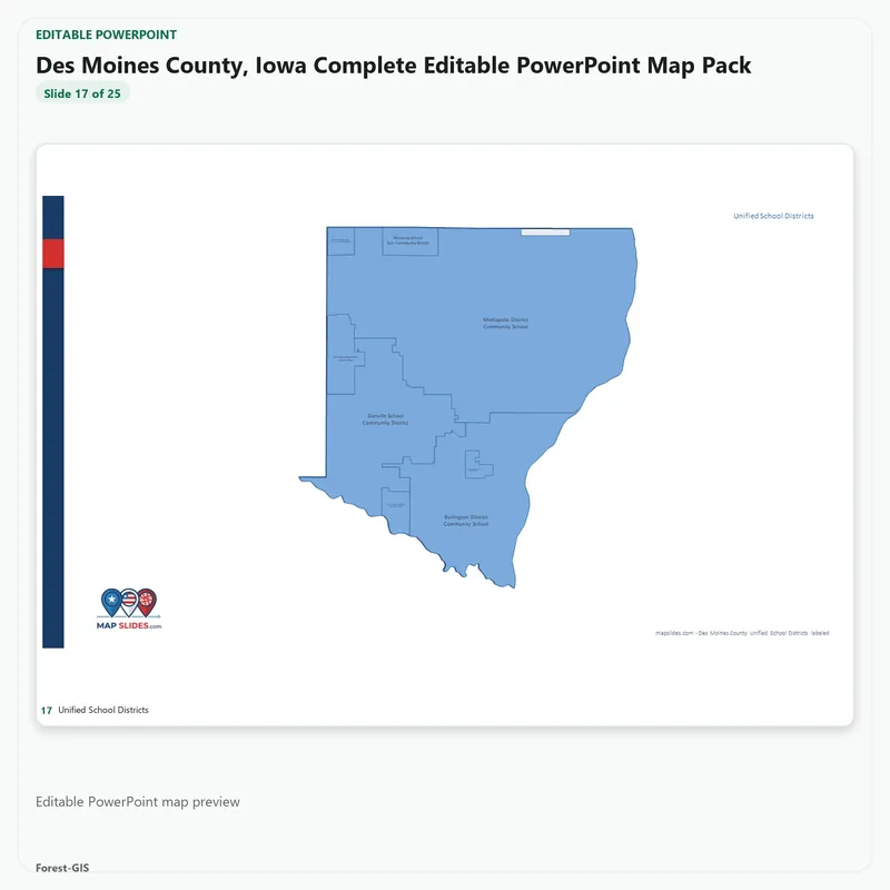 Des Moines County, Iowa Editable Map Pack - Image 5