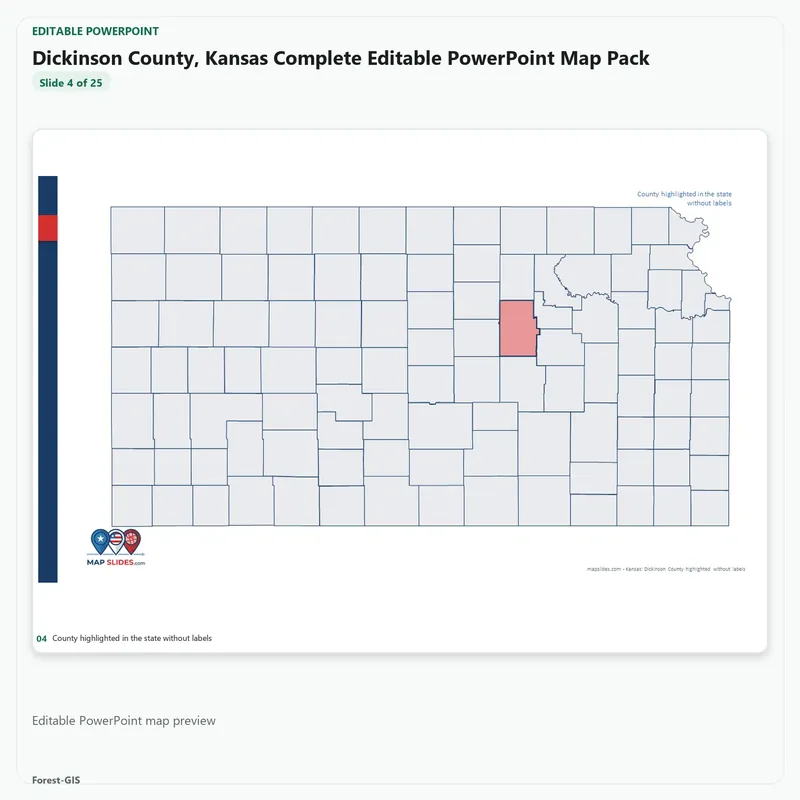 Dickinson County, Kansas Editable Map Pack - Image 4
