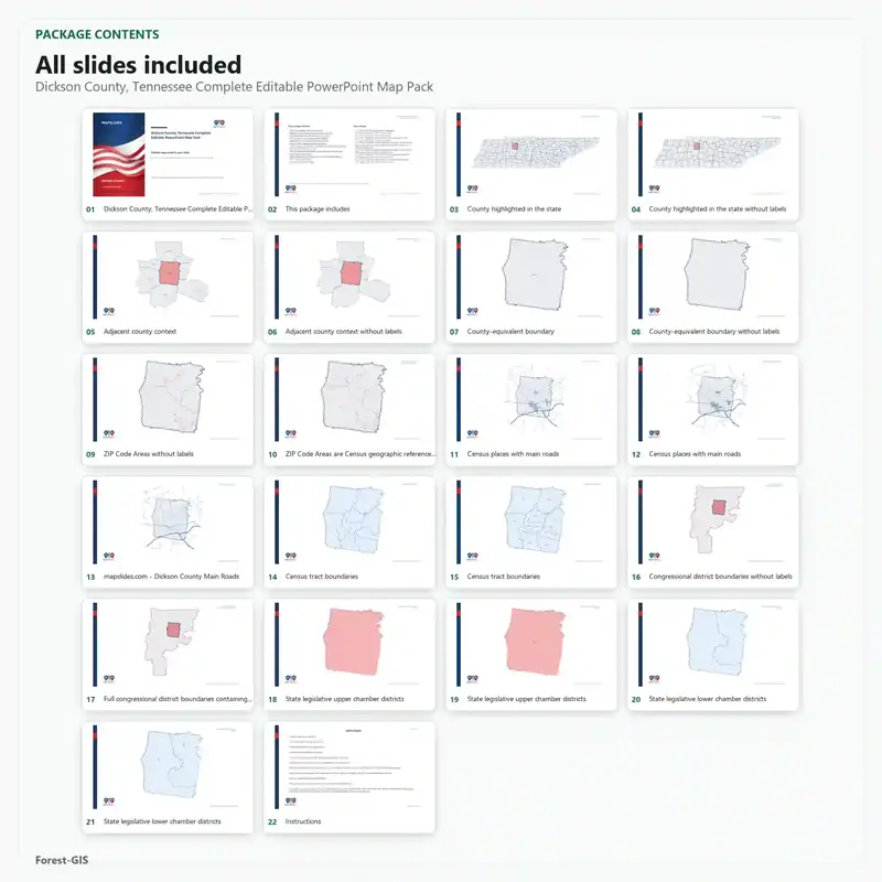 Dickson County, Tennessee Editable Map Pack - Image 2