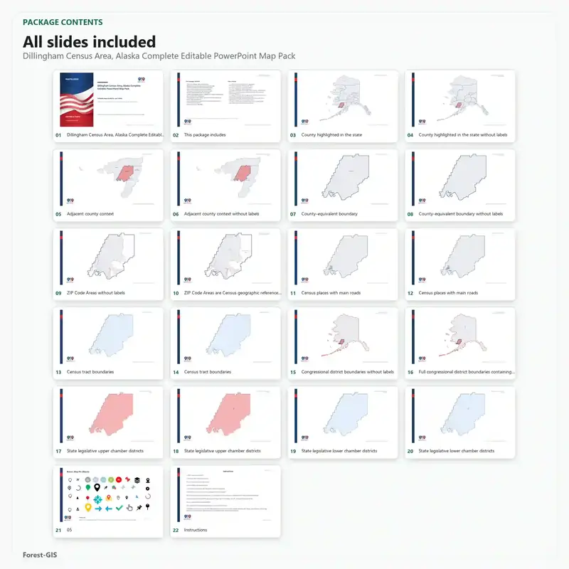 Dillingham Census Area, Alaska Editable Map Pack - Image 2