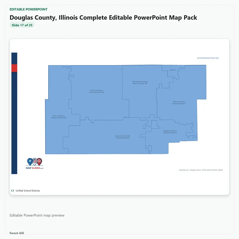 Douglas County, Illinois Editable Map Pack - Image 5