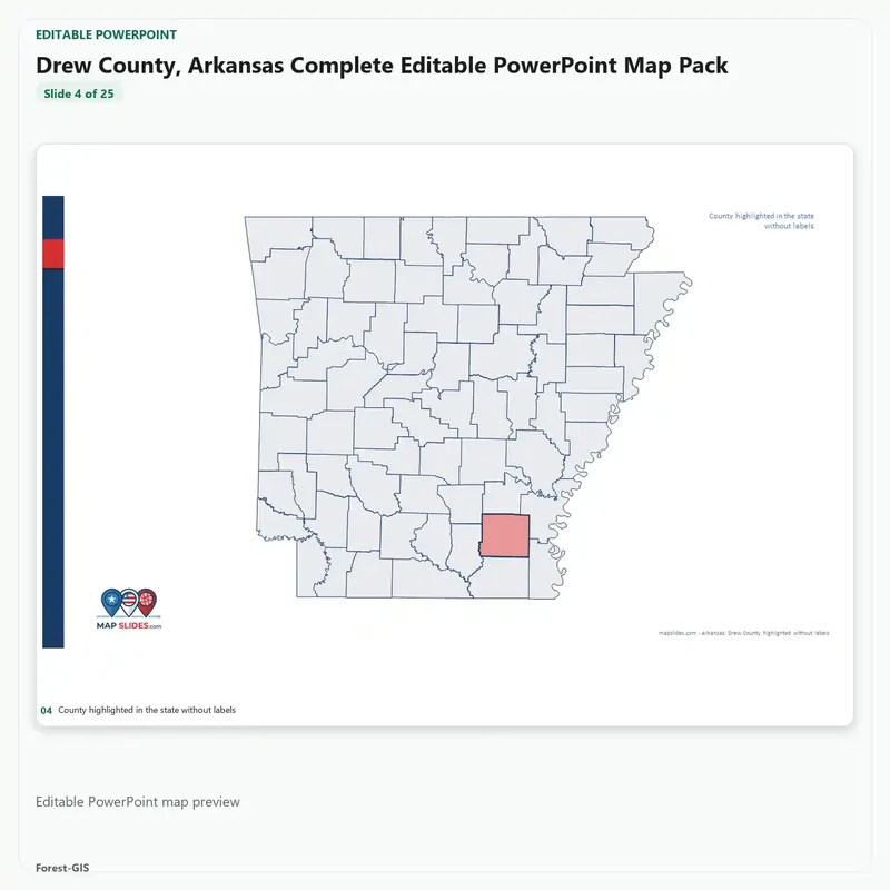 Drew County, Arkansas Editable Map Pack - Image 4