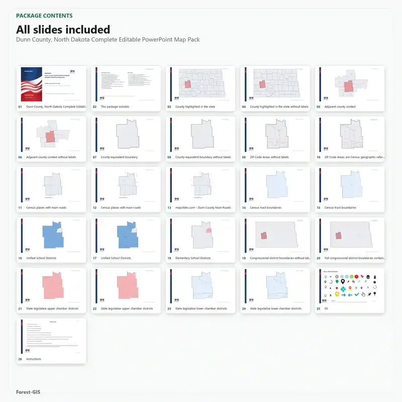 Dunn County, North Dakota Editable Map Pack - Image 2