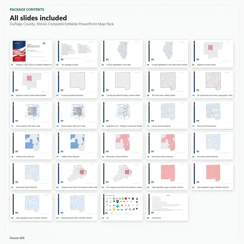 DuPage County, Illinois Editable Map Pack - Image 2