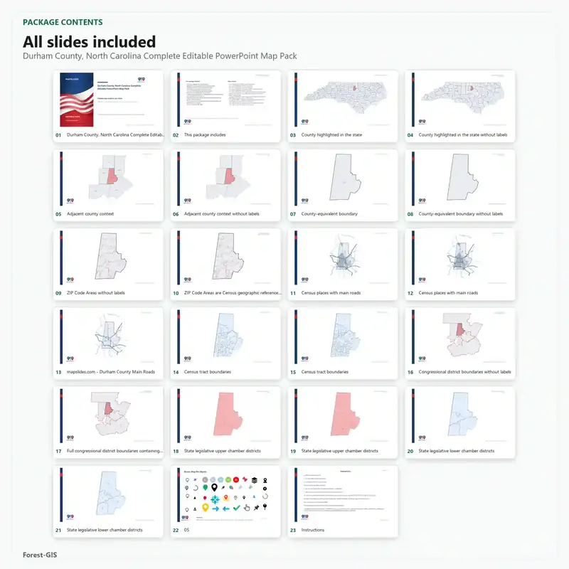 Durham County, North Carolina Editable Map Pack - Image 2