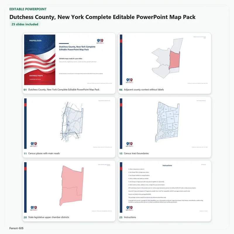 Dutchess County, New York Editable Map Pack