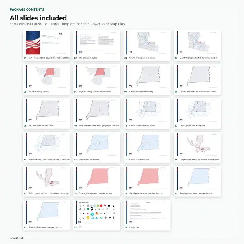 East Feliciana Parish, Louisiana Editable Map Pack - Image 2